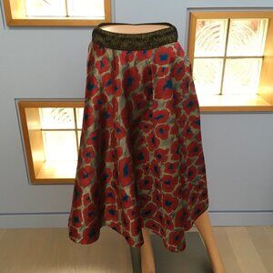 NUI Red and Gold Midi Skirt Size S